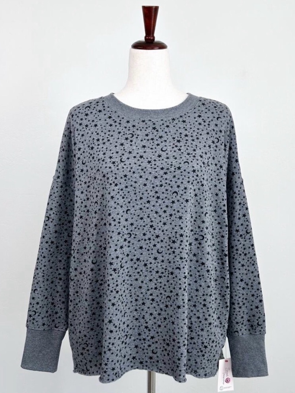 Secret Treasures Star Celestial Fleece Crewneck Gray Pullover Sweatshirt NWT